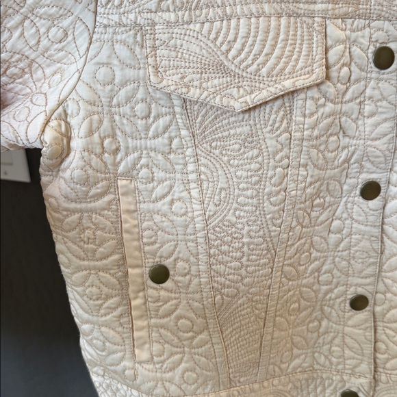 Anthropologie Cream Quilted Jean Jacket - Picture 3 of 8